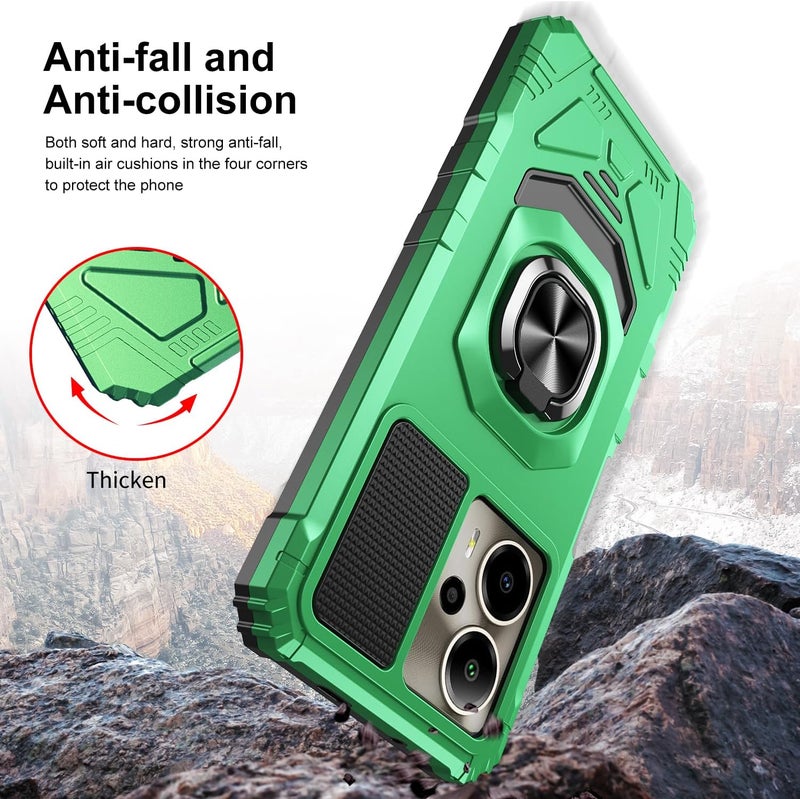 Mocotto for Cricket Outlast 5G 2024 Phone Case AT&T Motivate Pro 5G Case with Tempered Glass Screen Protector,Military Grade Heavy Duty Shockproof Protective Cover,with Ring Kickstand (Green) - Image 4